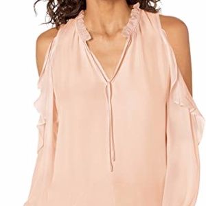 Parker Cream Open Shoulder Ruffle Blouse